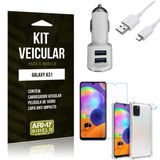 Kit Carregador Veicular Tipo C Galaxy A31 + Película Vidro + Capa Anti - Armyshield