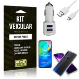 Kit Carregador Veicular Tipo C Moto G8 Power + Película Vidro + Capa Anti - Armyshield