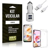 Kit Carregador Veicular Tipo C LG K51s + Película Vidro + Capa Anti - Armyshield