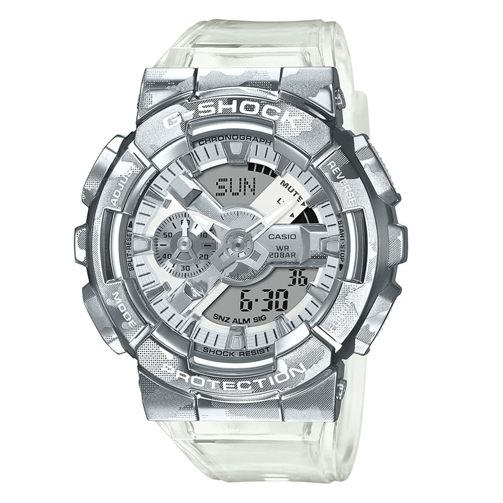 Relógio Casio G-shock Masculino Anadigi Prata Gm-110scm-1adr