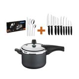 Kit - Panela de Pressão 4,5L Grafite + 1 Conjunto Facas 9pç + 1 Faqueiro Inox 24pç - Tramontina