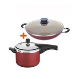 Kit - Panela de Pressão 4,5L Vancouver Vermelha + 1 Panela Wok 36cm - Tramontina