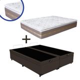 Cama Box Casal Bipartido Suede Marrom + Colchão Coimbra Molas Ensacadas Umaflex 138x188x68