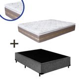 Cama Box Casal Suede Cinza + Colchão Coimbra Molas Ensacadas Umaflex 138x188x68