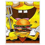 Quebra-Cabeça Personalizado 90 Peças - 30 cm x 20 cm Bob Esponja Hambúrguer de Siri(BD60)