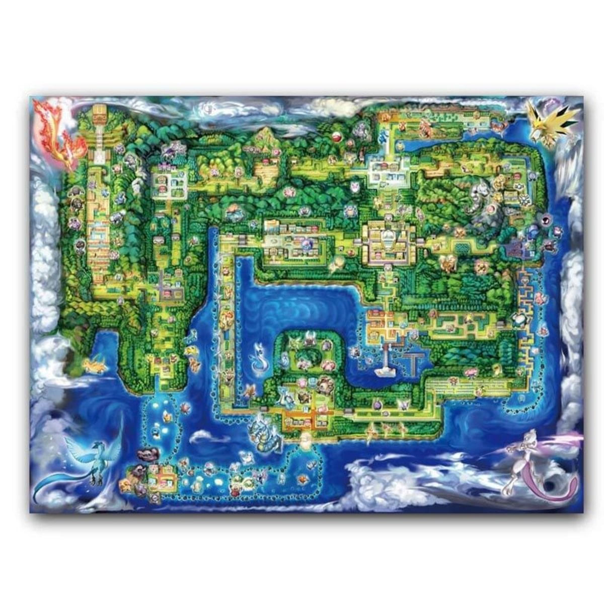 Quebra-Cabeça 90 Peças 30cm Pokémon Mapa Kanto