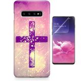 Kit Capa Case TPU Galaxy S10+ Plus Cruz Crucifixo Religioso + Pel Vidro (BD01)