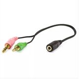 Adaptador Extensor CABO HEADSET PARA FONE, 2 P2 MACHO PARA 1 P2 FÊMEA