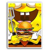 Placa  MDF  30 cm x 20 cm - Bob Esponja Hamburger de Siri