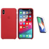 Capa Silicone  iPhone XS 5,8'  Vermelho + Pel