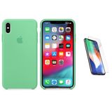 Capa Silicone  iPhone XS 5,8'  Verde + Pel