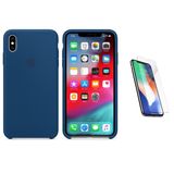 Capa Silicone  iPhone XS 5,8'  Horizonte azul + Pel