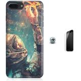 Kit Capa iPhone 7 Plus - Astronauta? + Pel Vidro (BD50)