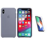 Capa Silicone  iPhone XS Max 6,5' ? Cinza-lavanda + Pel