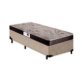 Cama Box Solteiro Colchão Espuma D45 Bordado + Box Suede Bege RC Sono Leve 58x88x188