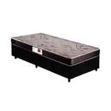 Cama Box Solteiro Colchão Espuma D33 Bordado + Box Suede Preto RC Sono Leve 52x88x188