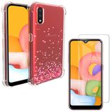 Capinha Capa Anti Impactos Corações Rosa Galaxy A01 + Película de Gel