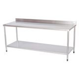 Mesa Lisa Com Prateleira Lisa Em Aço Inox 1 Metro Atual Inox 304 MLPL