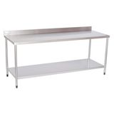 Mesa Lisa com Prateleira Lisa em Aço Inox 1,5 Metros Atual Inox 430 MLPL