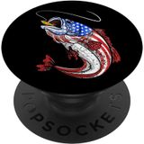 Grande Boca Bass Pescador De Caça De Peixes Pescando Bandeira Americana Popsockets Aperto E Suporte Para Telefones E Tablets