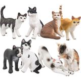 Toymany 8pcs Estatuetas Realistas De Gato, Educativo Cat Figures Toy Set, Gatinho Ovos De Páscoa Bolo Topper Presente De Aniversário De Natal Para Cr