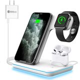 Waitiee Wireless Charger 3 In 1, 15w Fast Charging Station Para Apple Iwatch Se/6/5/4/3/2/1,airpods Pro, Compatível Com Iphone 12/12 Pro Max/11 Serie