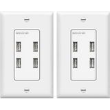 Topgreener 5.8a Ultra Alta Velocidade Usb Quad 4 Portas Wall Outlet Receptáculo, Compatível Com Iphone Se/11/xs/xr/x/8, Samsung Galaxy S20/s10/s9/not