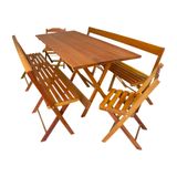 Conjunto De Mesa Dobrável Para Churrasco 2m 2 Bancos 2 Cadeiras Madeira Maciça Eucalipto