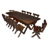 Conjunto Mesa 2m E 8 Cadeiras Madeira Maciça Eucalipto