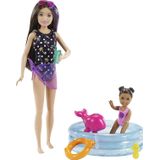 Barbie Skipper Babysitters Inc. Dolls &amp, Playset Com Babysitting Skipper Doll, Toddler Small Doll Com Maiô De Mudança De Cor, Piscina Infantil, Es