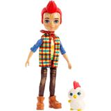 Enchantimals Redward Rooster Doll &amp, Cluck Animal Friend Figure, 6 Polegadas Small Doll Com Bandana, Camiseta, Jeans E Sapatos, Grande Presente Pa