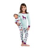 Leveret Kids &amp; Toddler Pijamas Combinando Boneca &amp; Meninas Pijamas 100% Algodão Natal Pjs Set (unicórnio, Tamanho 4 Criança)