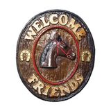 Placa Decorativa - Welcome Friends Country Cavalos