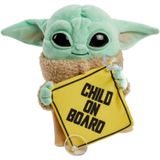 Star Wars Grogu Plush "child On Board" Sign +toy, 8-in Personagem De The Mandalorian, Soft, Collectible Cuddle Toy &amp, Automobile Signage