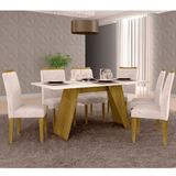 Conjunto para Sala de Jantar Mesa e 6 Cadeiras Cacau Espresso Móveis Canela/Off White/Pena Palha