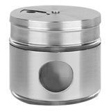 Saleiro Porta Condimento Pimenta Pote Vidro Aço Inox Visor