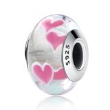 Charm berloque encantos de prata esterlina 925 murano Hearts