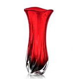 Vaso Em Cristal Murano Vermelho Com Lilás  São Marcos