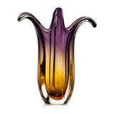 Vaso Bicolor Em Cristal Murano Lilás Com Âmbar  São Marcos