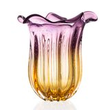 Vaso Bicolor Em Cristal Murano Lilás Com Âmbar  São Marcos