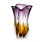 Vaso Bicolor Em Cristal Murano Lilás Com Âmbar  São Marcos