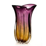 Vaso Bicolor Em Cristal Murano Lilás Com Âmbar  São Marcos