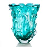 Vaso Aspente Em Cristal Murano Esmeralda  São Marcos