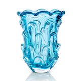 Vaso Aspente Em Cristal Murano Água Marinha  São Marcos