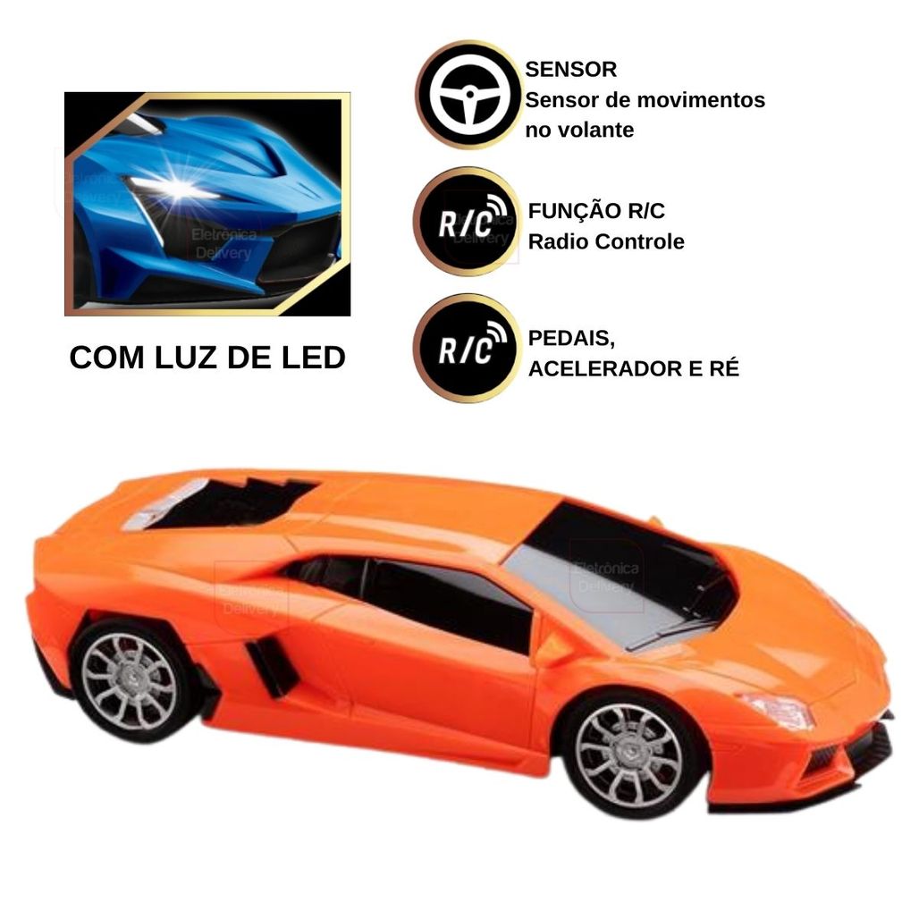 Carrinho Controle Remoto Laranja Racing Nitro Multikids BR1144