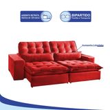 Sofá 4 Lugares Reclinável e Assento Retrátil Bruna 2,70mts Suede Vermelho - Sofá Mix