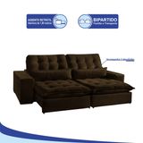 Sofá 4 Lugares Reclinável e Assento Retrátil Bruna 2,70mts Suede Marrom - Sofá Mix