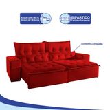 Sofá 4 Lugares Reclinável e Assento Retrátil Adele 2,50mts Suede Vermelho - Sofá Mix