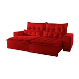 Sofá 4 Lugares Reclinável e Assento Retrátil Adele 2,70mts Suede Vermelho - Sofá Mix