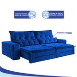 Sofá 3 Lugares Retrátil e Reclinável 2,30 mts Bello Suede Azul Sofá Mix